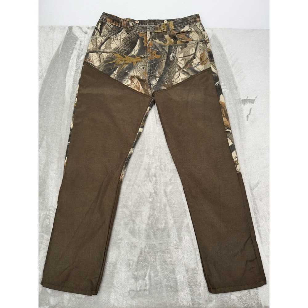 Wrangler Pro Gear Brush Guard Pants Mens 38x34 Camo Denim Hunting Vintage 90s